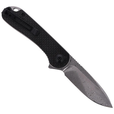 CIVIVI Elementum Flipper knife Twill Carbon Fiber / Black G10, Damascus (C907DS)