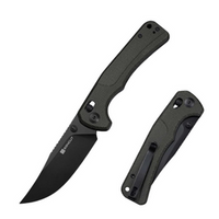 Sencut Slybolt Dark Green Canvas Micarta Folding Knife, Black 9Cr18MoV (S25001A-1)