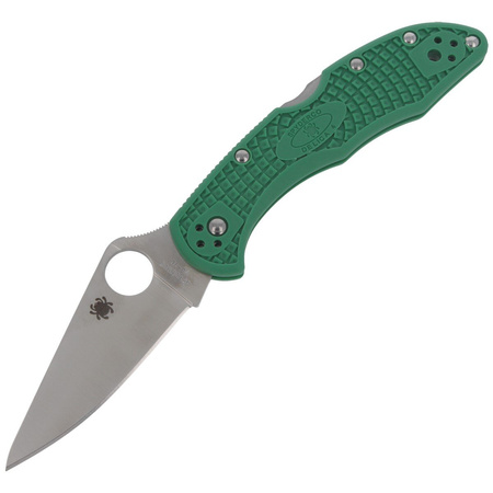 Spyderco Delica 4 FRN Green Flat Ground Plain Folding Knife (C11FPGR)