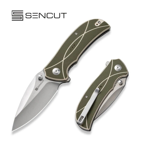 Sencut Hyrax Green/Ivory G10 Folding Knife, Satin 9Cr18MoV (S23097-2)