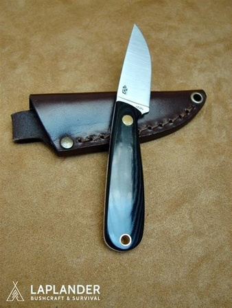 Brisa Necker 70 F knife - Black Micarta - Leather scabbard