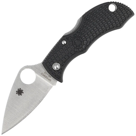 Spyderco Manbug Leaf Black Lightweight FRN Folding Knife, Satin Plain VG-10 by Sal Glesser (MBKLFP)