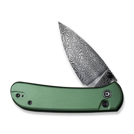 Civivi Qubit Green Aluminum, Black Damascus Knife (C22030E-DS1)