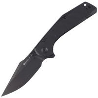 Sencut Actium Black G10 Folding Knife, Black Stonewashed D2 (SA02C)