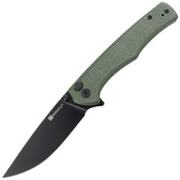 Sencut Crowley Green Micarta, Black Stonewashed D2 Folding Knife (S21012-3)