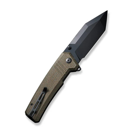 Civivi Bhaltair Green Burlap Micarta Folding Knife, Black 14C28N (C23024-3)