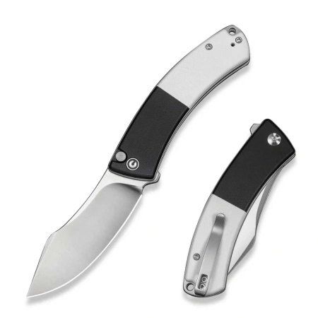 Civivi Outlaw Muk Black-White G10 Folding Knife, Satin 14C28N by Trey Sprinkle (C24079-4)