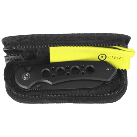 Civivi Pragma Prime Black Aluminum, Black Stonewashed 14C28N Folding Knife (C24067-1)