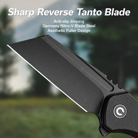 Civivi ExOne Black G10, Black Stonewashed Nitro-V Folding Knife by Brian Brown (C23036-1)