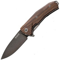 LionSteel KUR Santos Wood Folding Knife, PVD Stonewash Sleipner by Molletta (KUR BST)