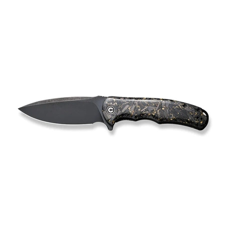 Civivi Praxis Knife Black/Gold Shredded Carbon Fiber, Black Stonewashed 9Cr18MoV (C803J)