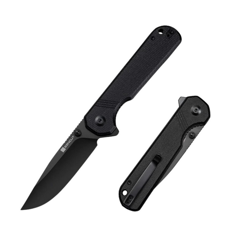Sencut Aetheris Black Canvas Micarta Folding Knife, Black 9Cr18MoV (S24095-3)