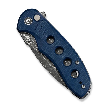 Civivi Triptych Blue Canvas Micarta Folding Knife, Damascus (C23085B-DS1)