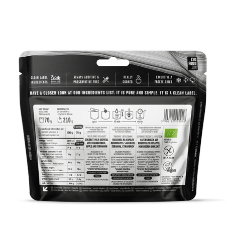 LYOFOOD Expedition - Freeze-dried food ration - Apple and cinnamon oatmeal 210g