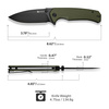 Sencut Skarnax OD Green G10, Black 9Cr18MoV folding knife (S24025-2)