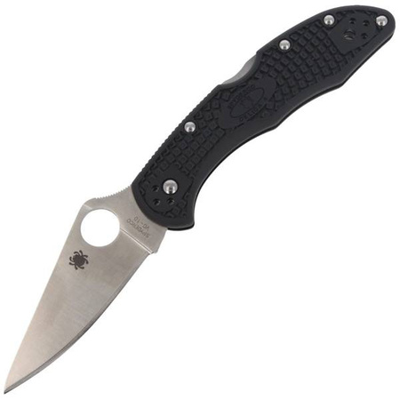 Spyderco Delica 4 FRN Black Flat Ground Plain Folding Knife (C11FPBK)