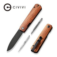 Civivi Sendy Guibourtia Wood Folding Knife, Black Stonewashed Nitro-V by Ben Petersen (C21004A-2)