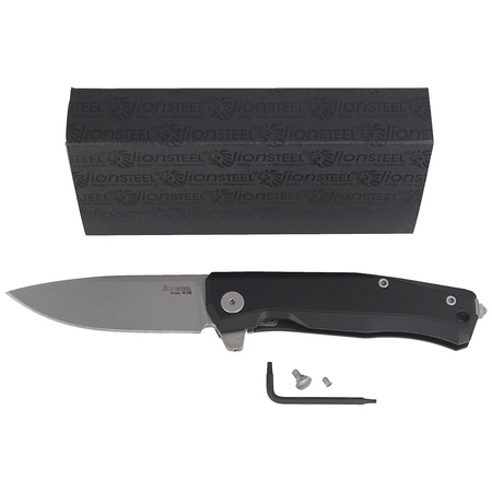 LionSteel Myto Black Aluminum Folding Knife, Stonewashed (MT01A BS)