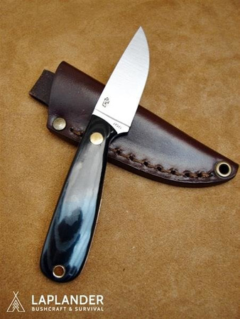 Brisa Necker 70 F knife - Black Micarta - Leather scabbard