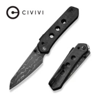 Civivi Vision FG Black Canvas Micarta Folding Knife, Damascus by Snecx Tan (C22036-DS2)