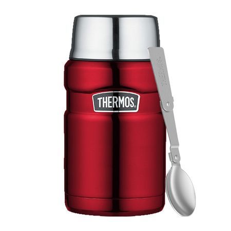 Thermos Style 0.71L dinner thermos with spoon and cup - red