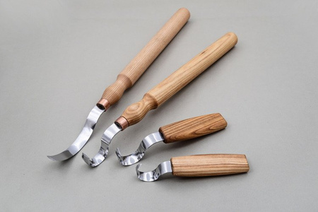 Set of 4 Spoon Carving Knives - BeaverCraft S11 - Hook Knife Set of 4 Tools