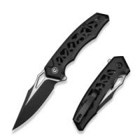 Civivi Anaaki Black Aluminum, Black Stonewashed/Satin Nitro-V Folding Knife (C24039-1)