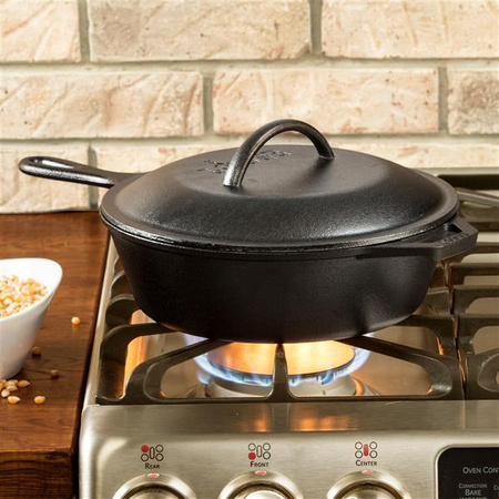 Lodge - Deep cast iron skillet with lid 26 cm