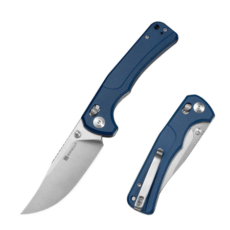 Sencut Slybolt Blue Canvas Micarta Folding Knife, Satin 9Cr18MoV (S25001A-2)