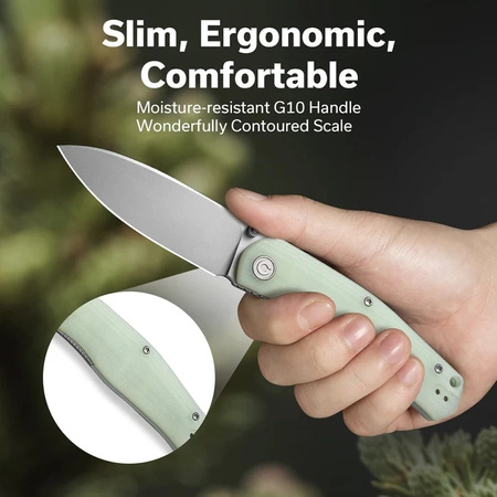 Civivi Sokoke Natural G10 Folding Knife, Silver Bead Blasted 14C28N by Ray Laconico (C22007-5)