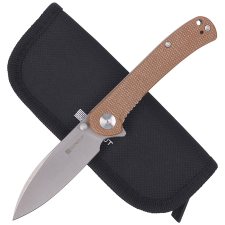 Sencut Scepter Brown Micarta Folding Knife, Stonewashed 9Cr18MoV (SA03D)