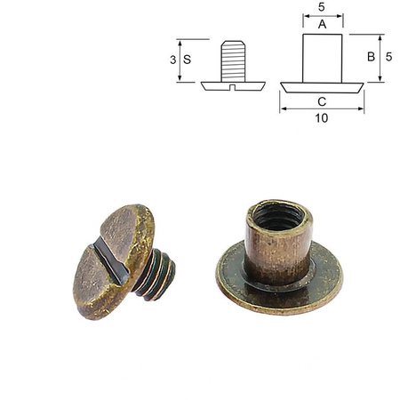 Chicago screw - Antique - 9x7x4 - 10 pcs