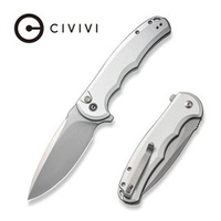Civivi Button Lock Praxis Silver Aluminum, Satin Nitro-V Folding Knife (C18026E-2)