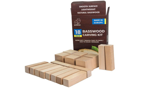 Set of 18 linden wood blocks for carving - BeaverCraft BW18