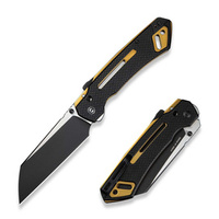 Civivi Buster FG Black Coarse G10 Folding Knife, Black Stonewashed/Satin Nitro-V by Snecx Tan (C24052-1)