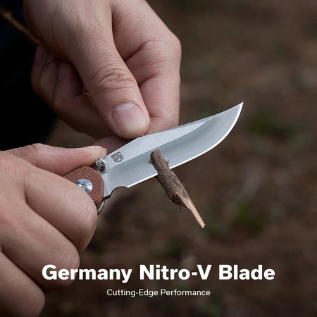 Civivi Clingman Brown Canvas Micarta Folding Knife, Black Stonewashed Nitro-V by Taylor Martin Best Damn EDC (C23065-3)