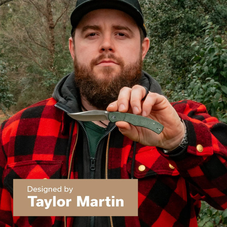Civivi Clingman Green Canvas Micarta Folding Knife, Black Stonewashed Nitro-V by Taylor Martin Best Damn EDC (C23065-4)