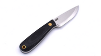 Brisa Necker 70 Scandi knife - Black Micarta - Leather scabbard