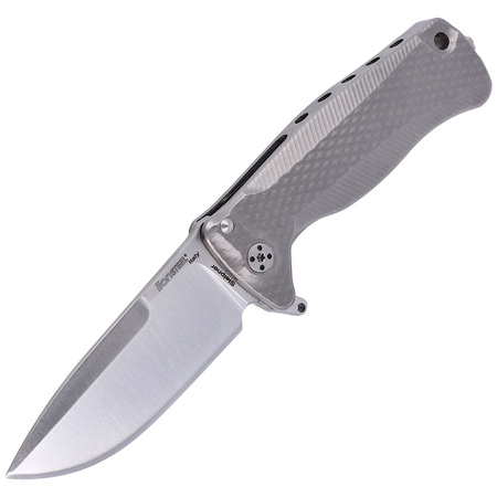 LionSteel Grey Titanium Folding Knife, Satin Sleipner by Molletta (SR22 G)