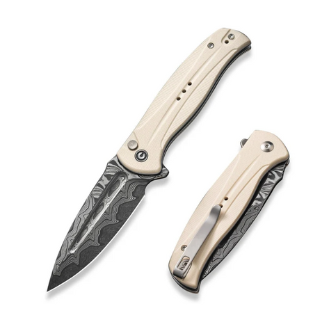 Civivi Incindie Ivory G10 Folding Knife, Damascus (C23053-DS1)