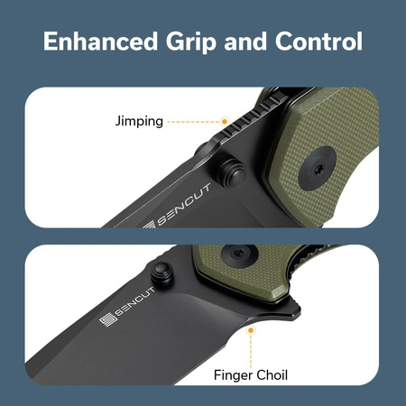Sencut Skarnax OD Green G10, Black 9Cr18MoV folding knife (S24025-2)