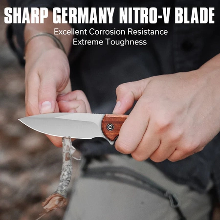 Civivi Primitrox Guibourtia Wood Folding Knife, Satin Nitro-V (C23005A-3)