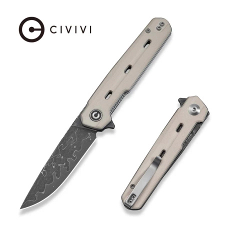 Civivi Navo Ivory G10 Folding Knife, Damascus by Ostap Hel (C25015A-DS1)