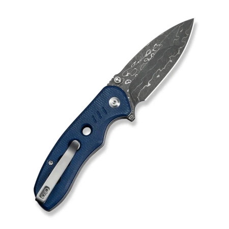Civivi Triptych Blue Canvas Micarta Folding Knife, Damascus (C23085B-DS1)