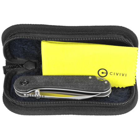 Civivi Elementum Wharncliffe Black Canvas Micarta Folding Knife, Satin Nitro-V (C18062AF-3)