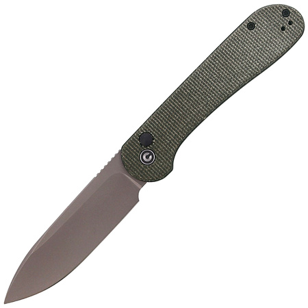 CIVIVI Button Lock Elementum Dark Green Micarta, Gray Stonewashed knife (C2103C)