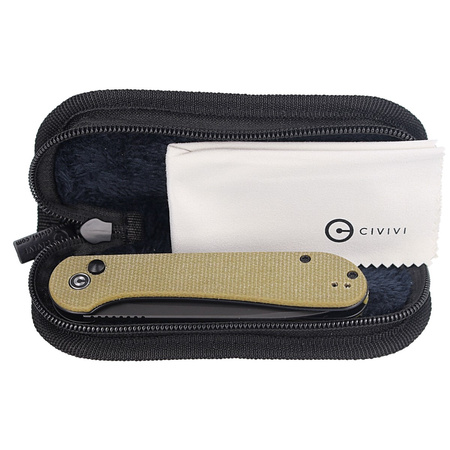 CIVIVI Button Lock Elementum Knife Olive Micarta, Black Stonewashed (C2103B)