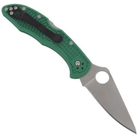 Spyderco Delica 4 FRN Green Flat Ground Plain Folding Knife (C11FPGR)