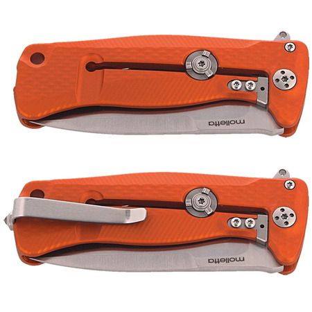 LionSteel SR22A Aluminum Orange, Satin Blade Folding Knife (SR22A OS)