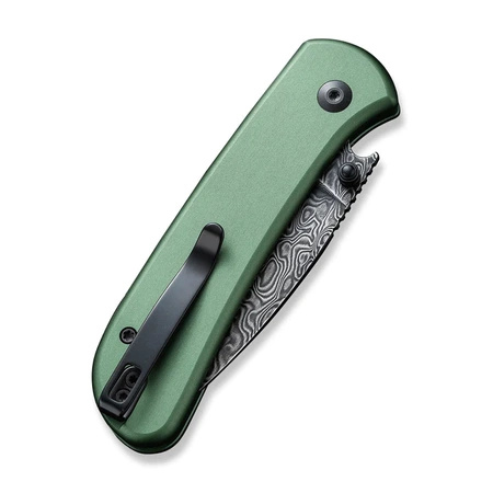 Civivi Qubit Green Aluminum, Black Damascus Knife (C22030E-DS1)